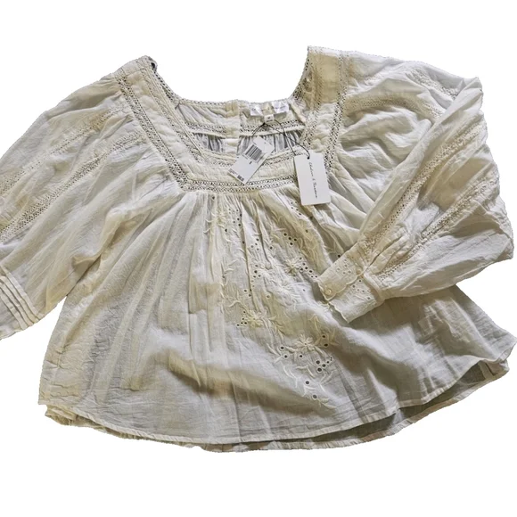 Elegant White Lace Trim Blouse-NWT- Size Medium - Picture 5 of 15